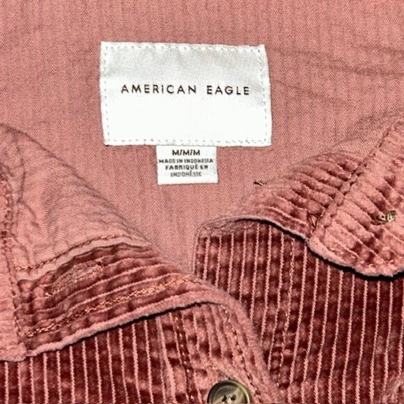 American Eagle AE Cropped Corduroy Trucker Jacket Mauve Pink Womens Medium - Picture 3 of 4